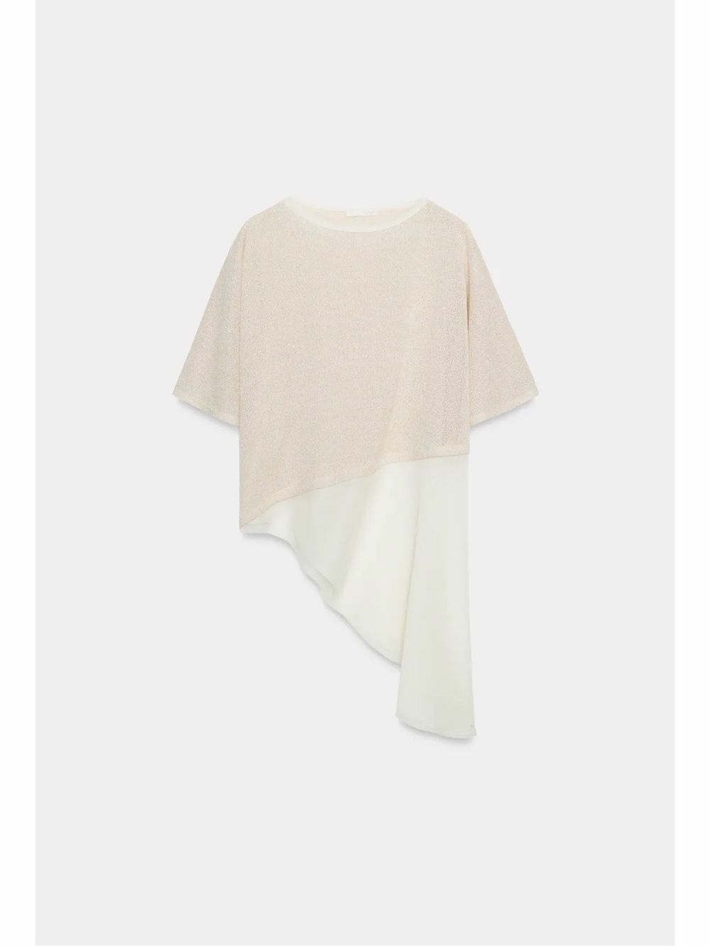 Zara Asymmetric Two-Tone Women's Top - Cream/White